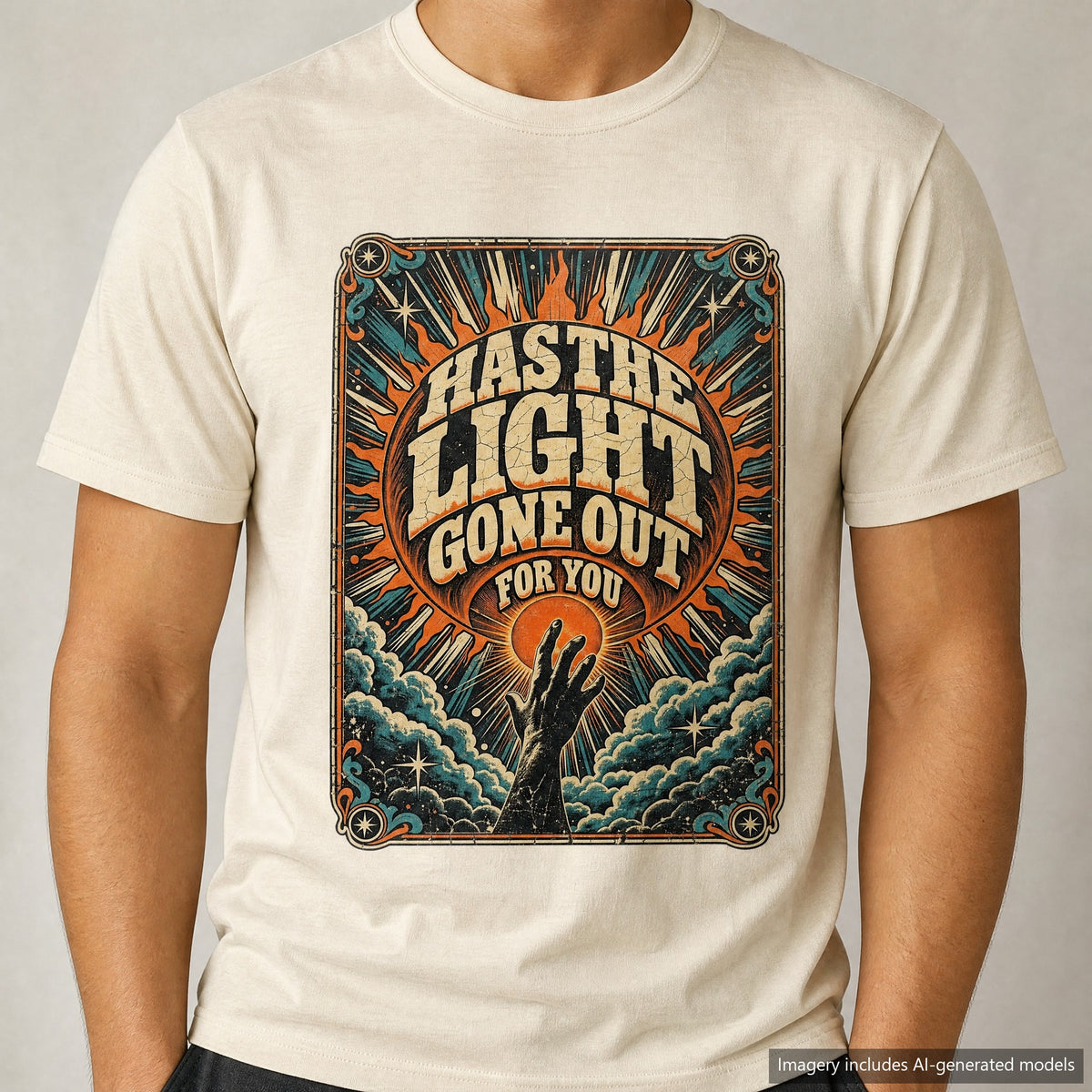 Has The Light Gone Out For You T-shirt, laid flat