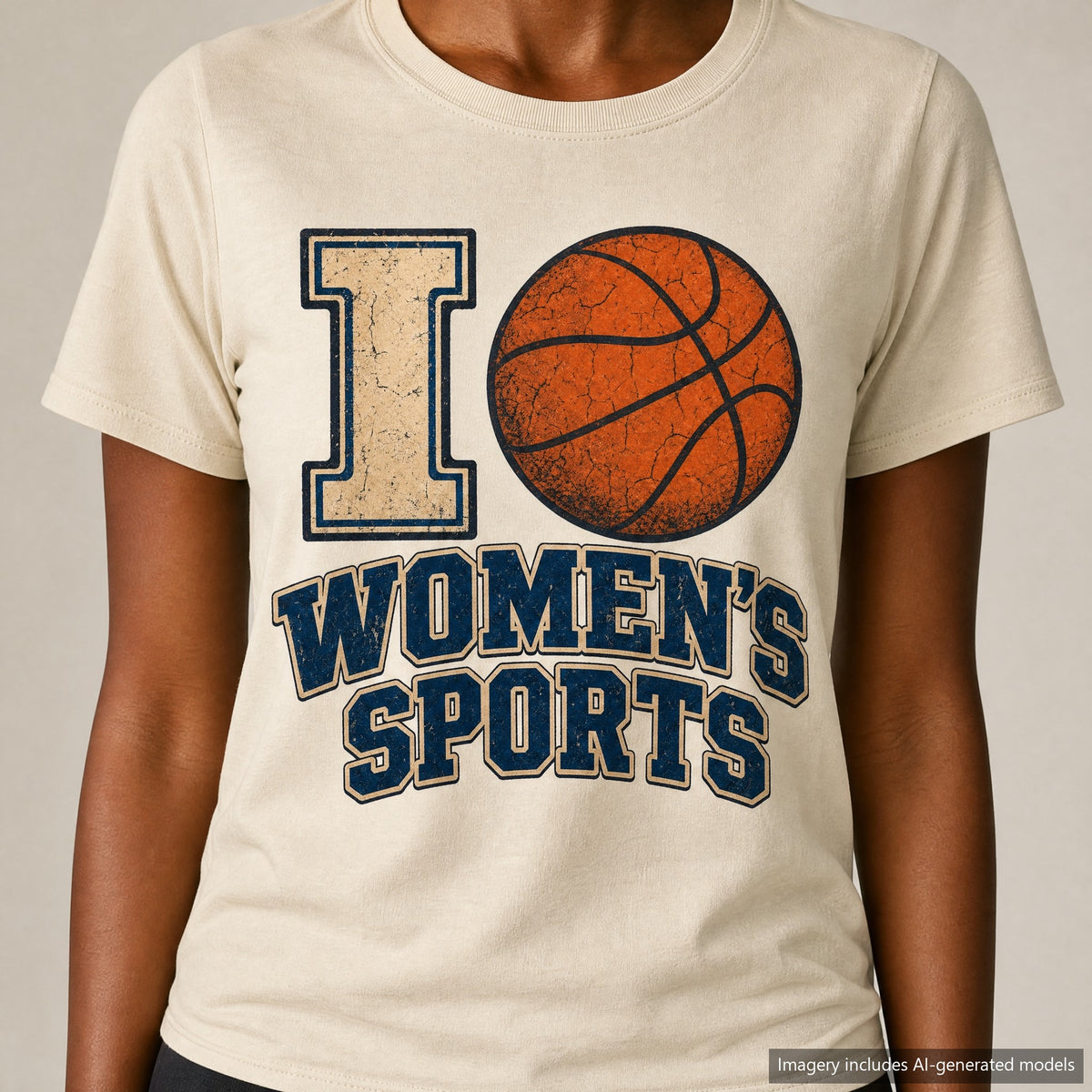 I Love Women's Sports T-shirt, laid flat