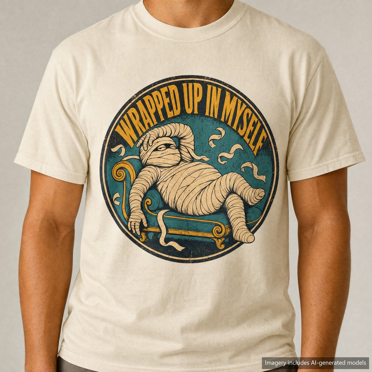 Wrapped Up In Myself T-shirt, laid flat