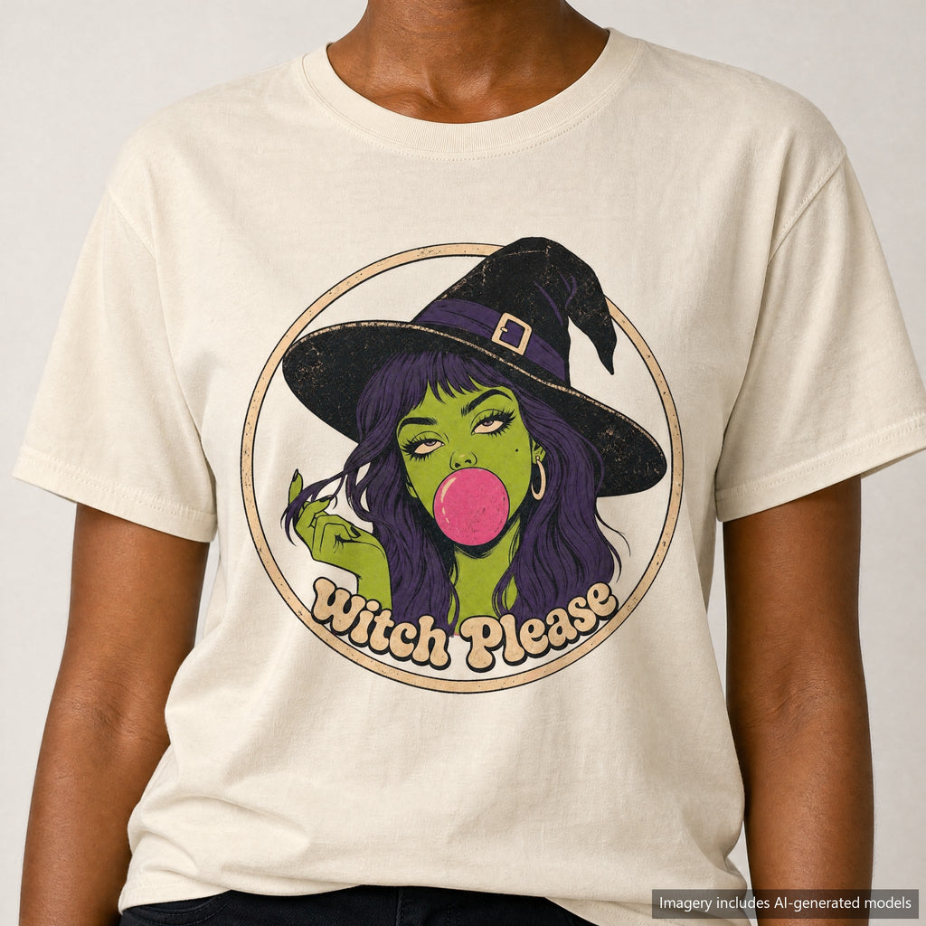 Witch Please T-shirt, laid flat
