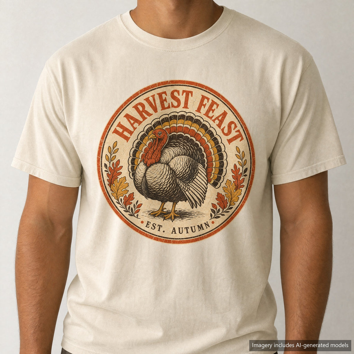 Harvest Feast T-shirt, laid flat