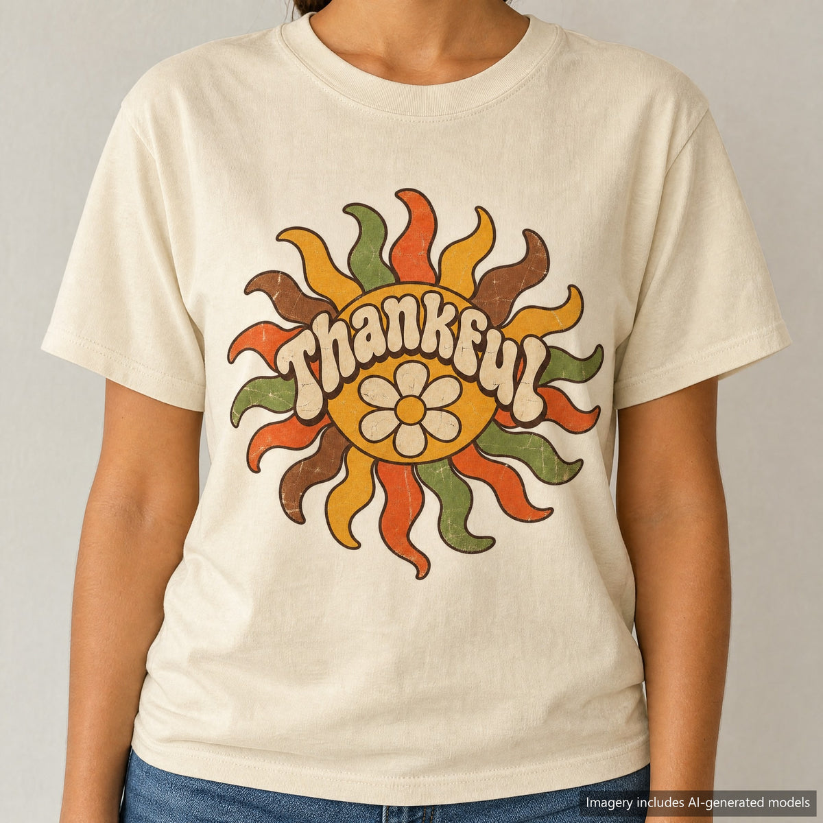 Thankful T-shirt, laid flat