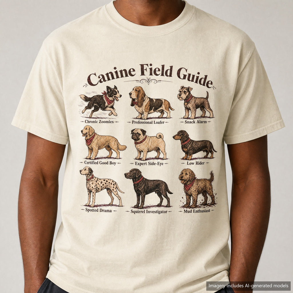 Canine Field Guide T-shirt, laid flat