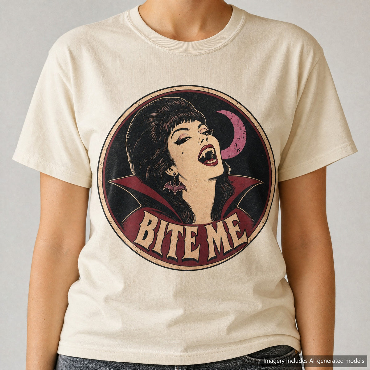Bite Me T-shirt, laid flat