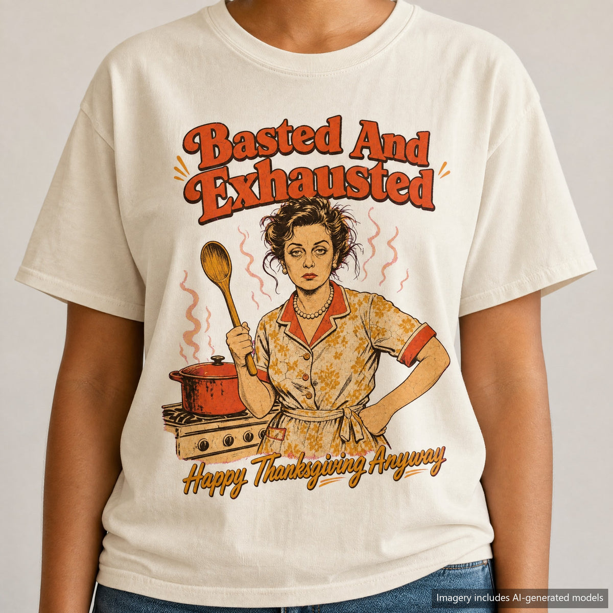 Basted And Exhausted T-shirt, laid flat