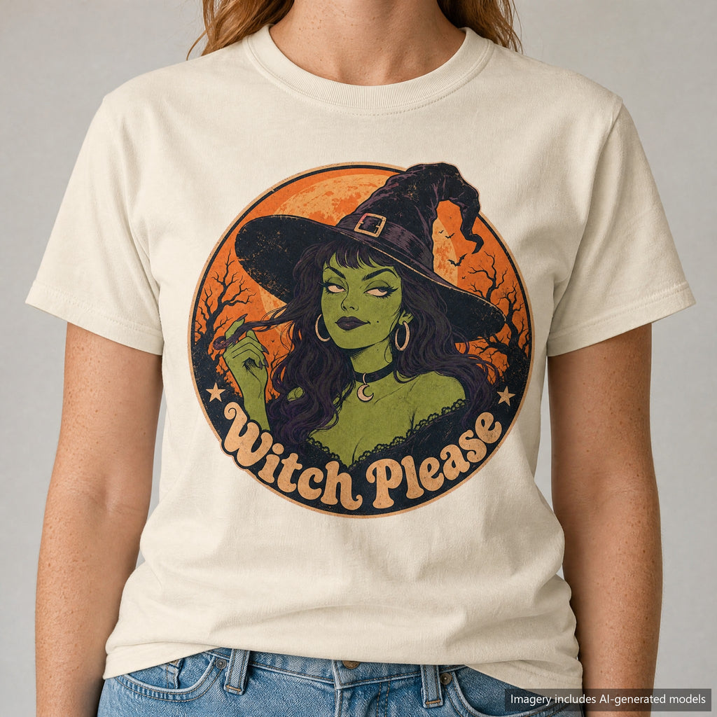 Witch Please T-shirt, laid flat