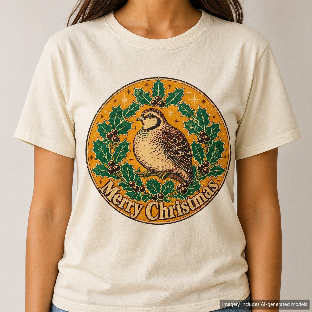 Merry Christmas T-shirt, laid flat