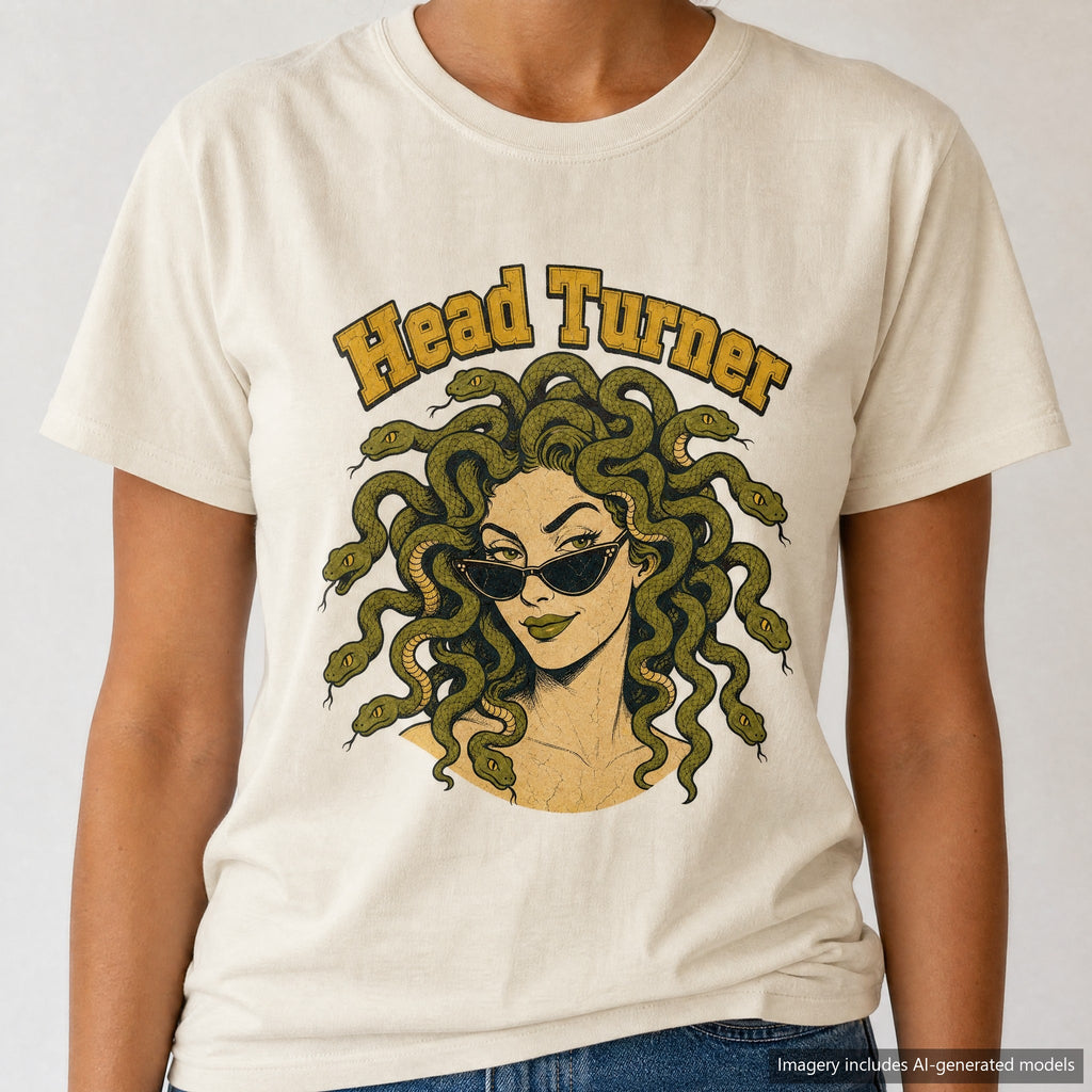 Head Turner Medusa T-shirt, laid flat