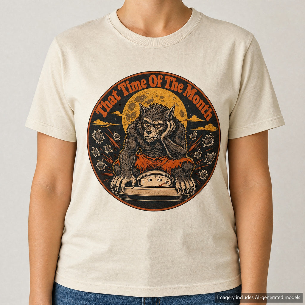 That Time Of The Month Werewolf T-shirt, laid flat