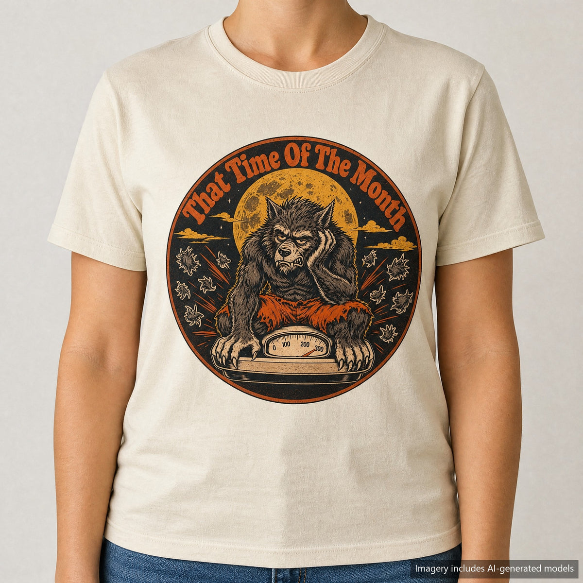 That Time Of The Month Werewolf T-shirt, laid flat
