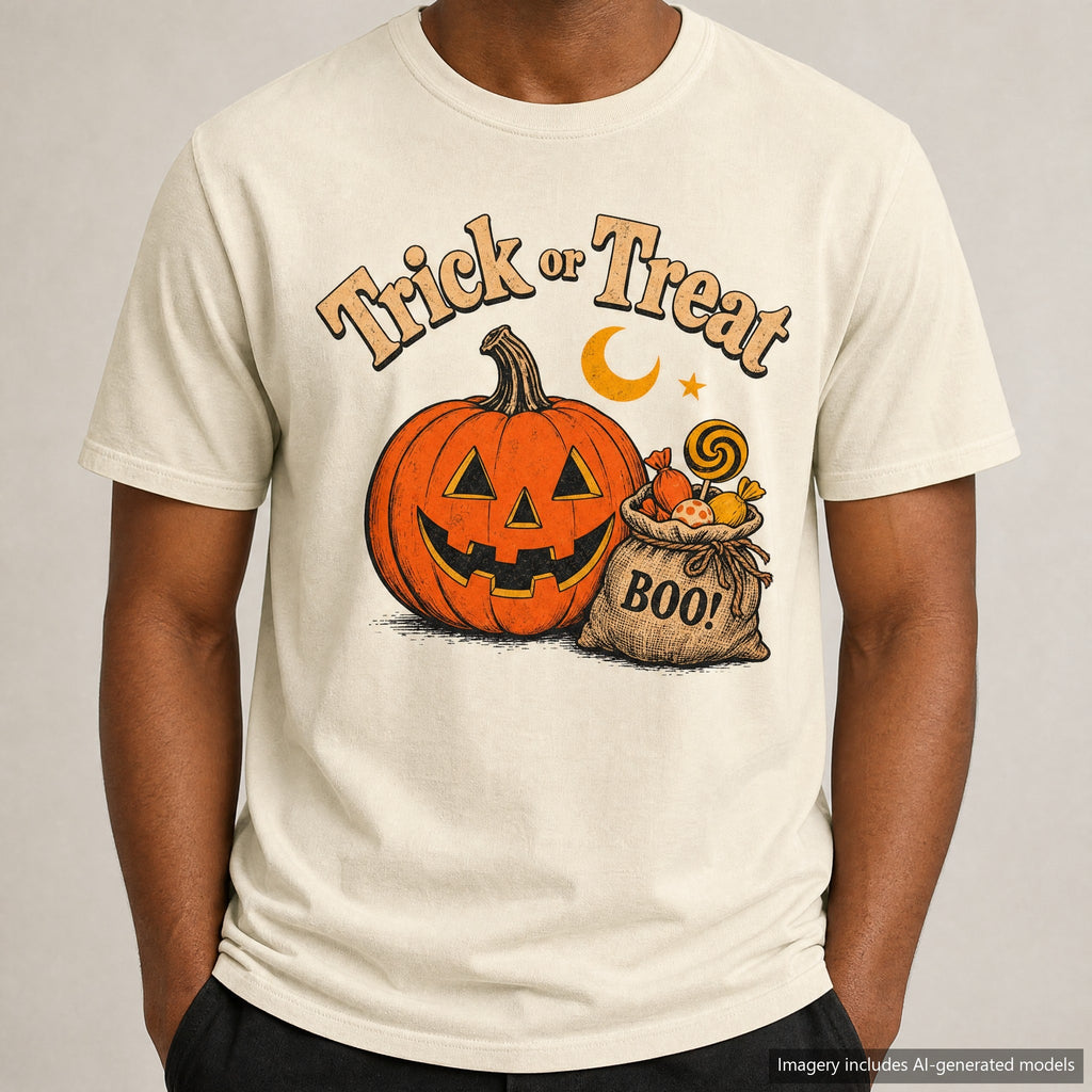 Trick or Treat T-shirt, laid flat