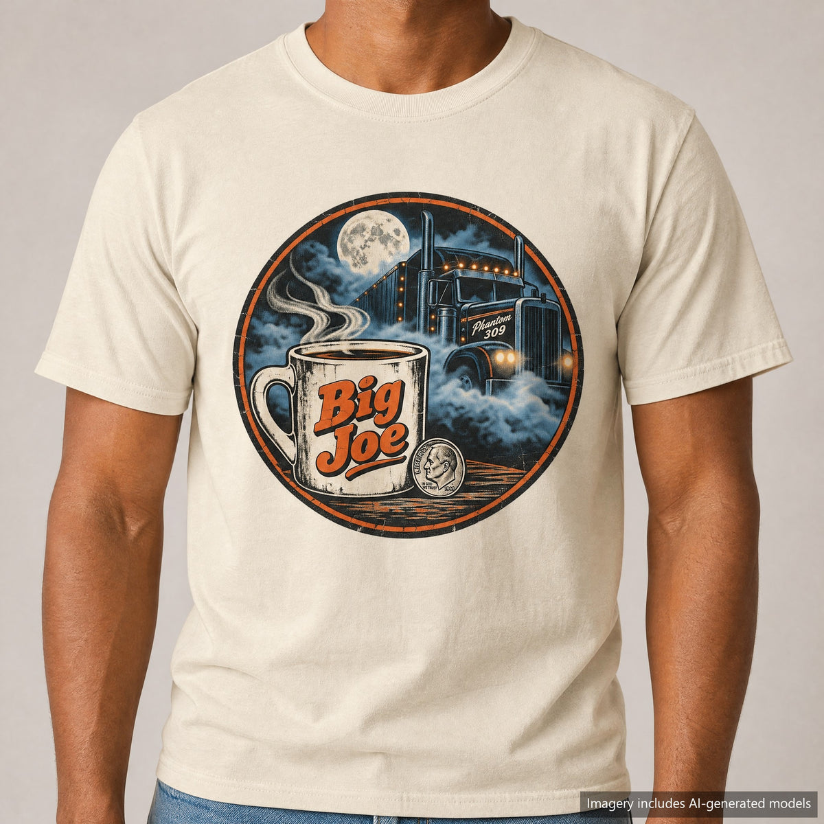 Phantom Trucker T-shirt, laid flat