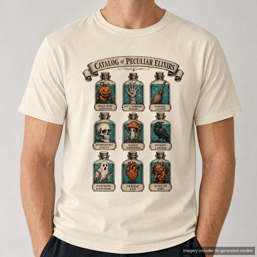 Potion Bottle T-shirt, laid flat
