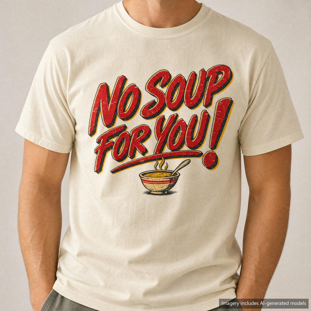 No Soup For You Diner T-shirt, laid flat