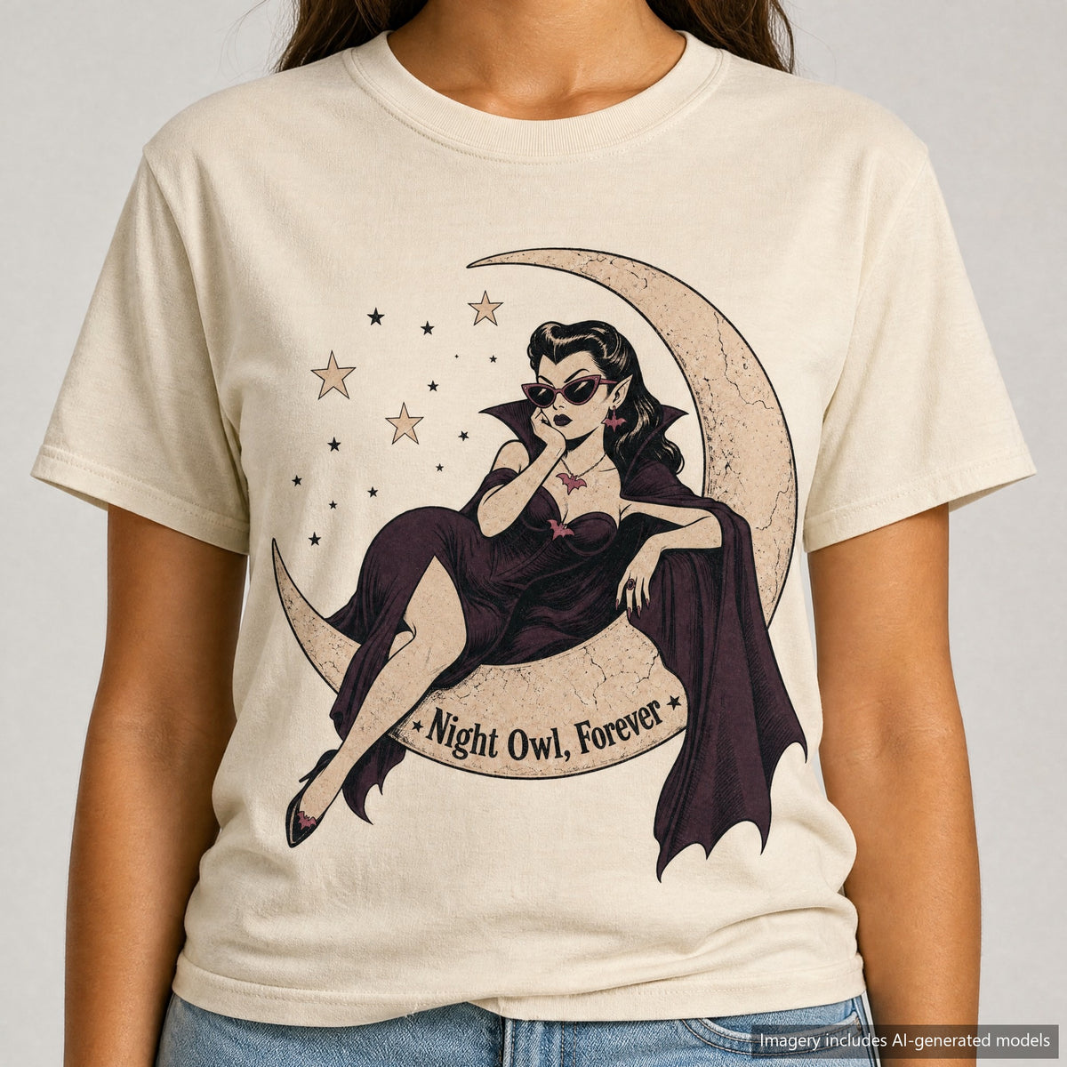Night Owl Forever T-shirt, laid flat