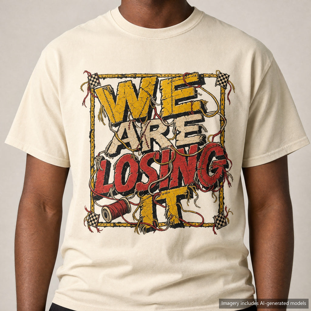 We Are Losing It T-shirt, laid flat