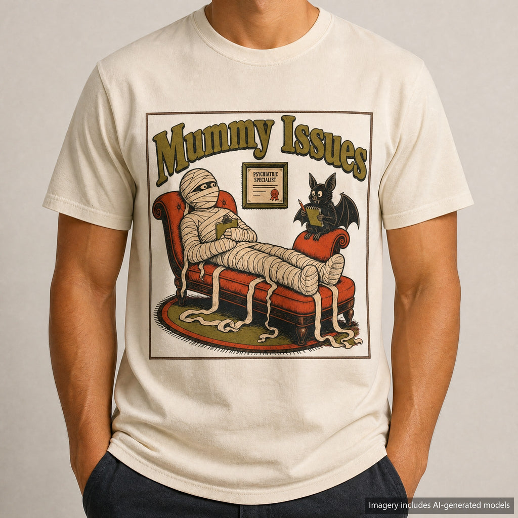 Mummy Issues T-shirt, laid flat