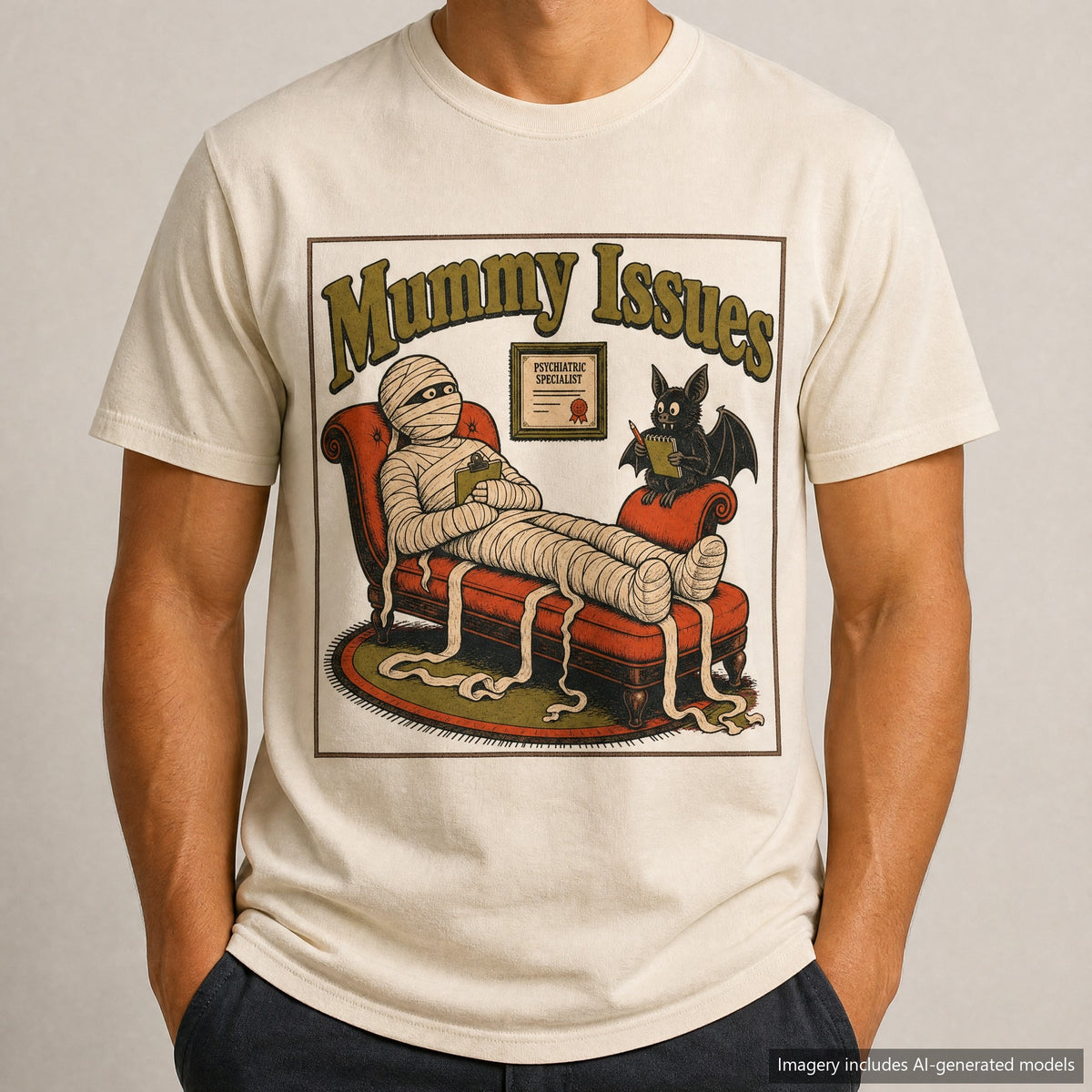 Mummy Issues T-shirt, laid flat