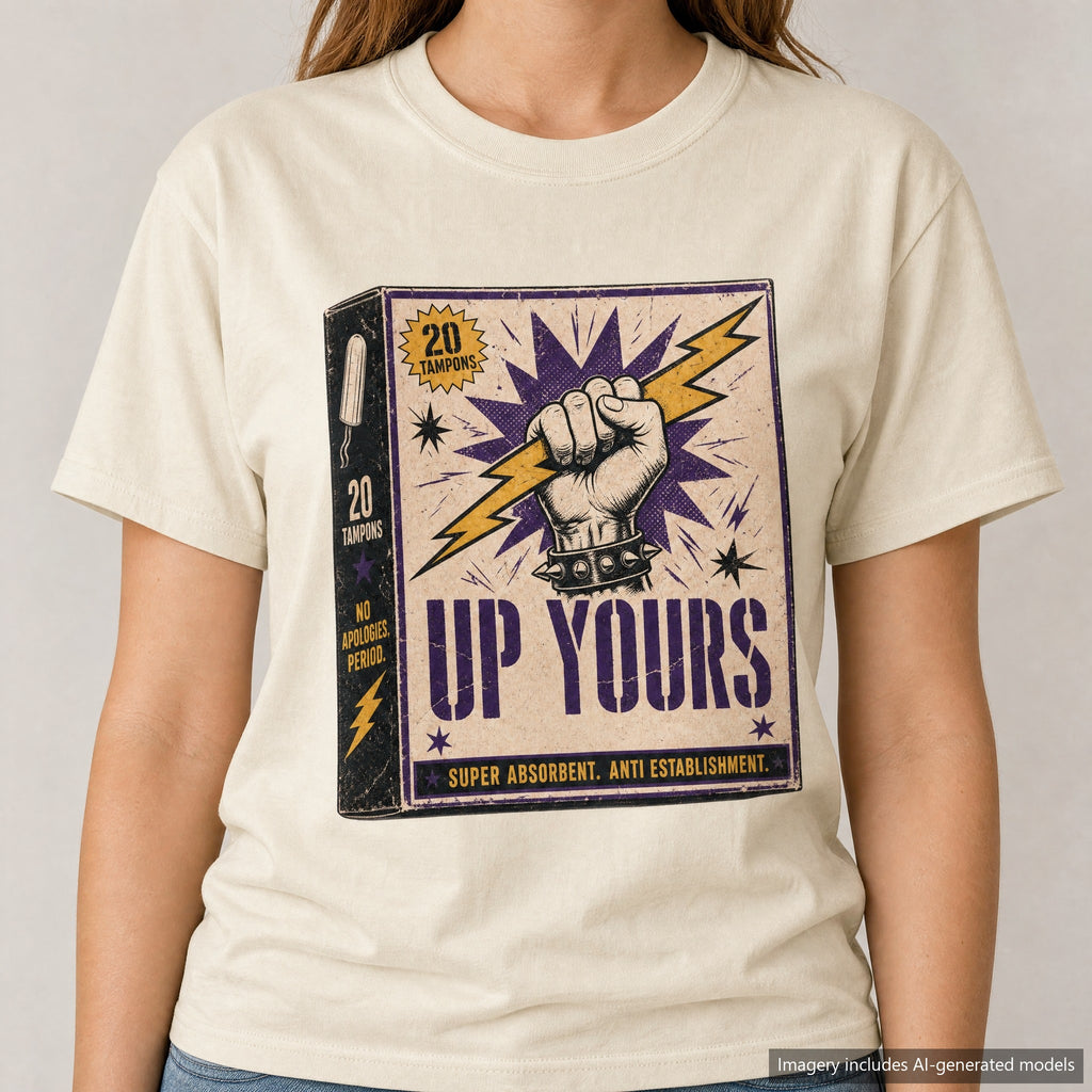 Up Yours T-shirt, laid flat