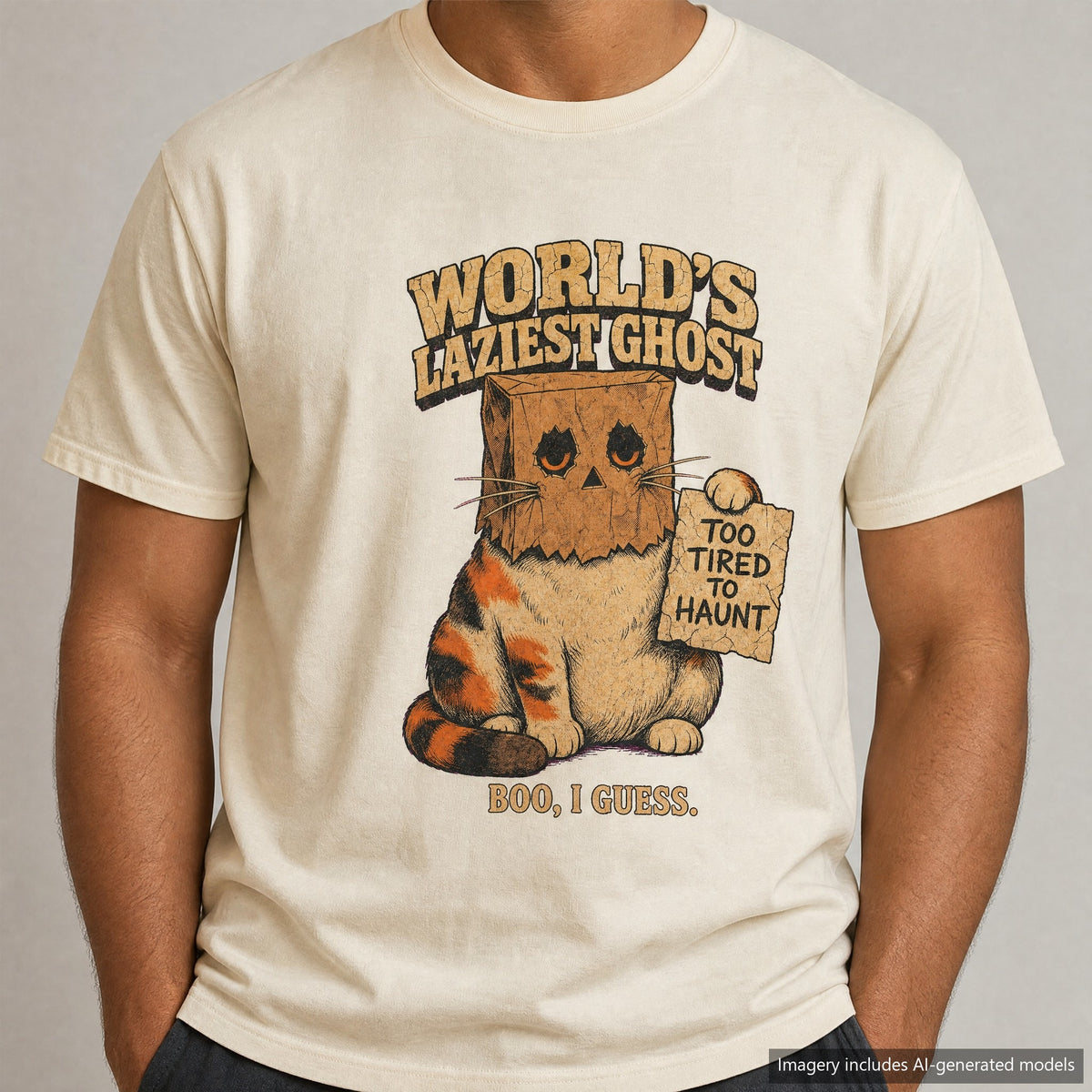 World's Laziest Ghost T-shirt, laid flat