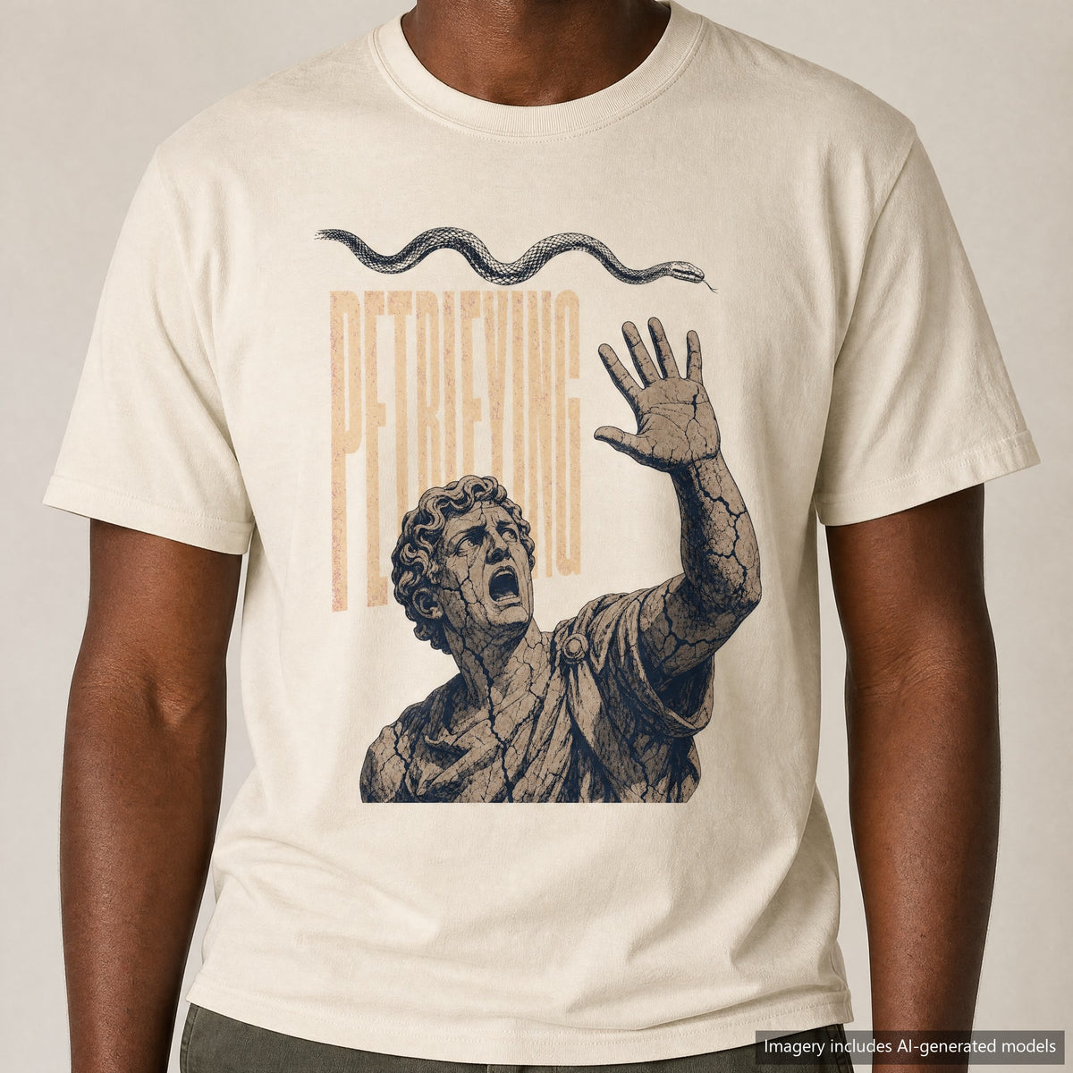 Petrifying Medusa T-shirt, laid flat