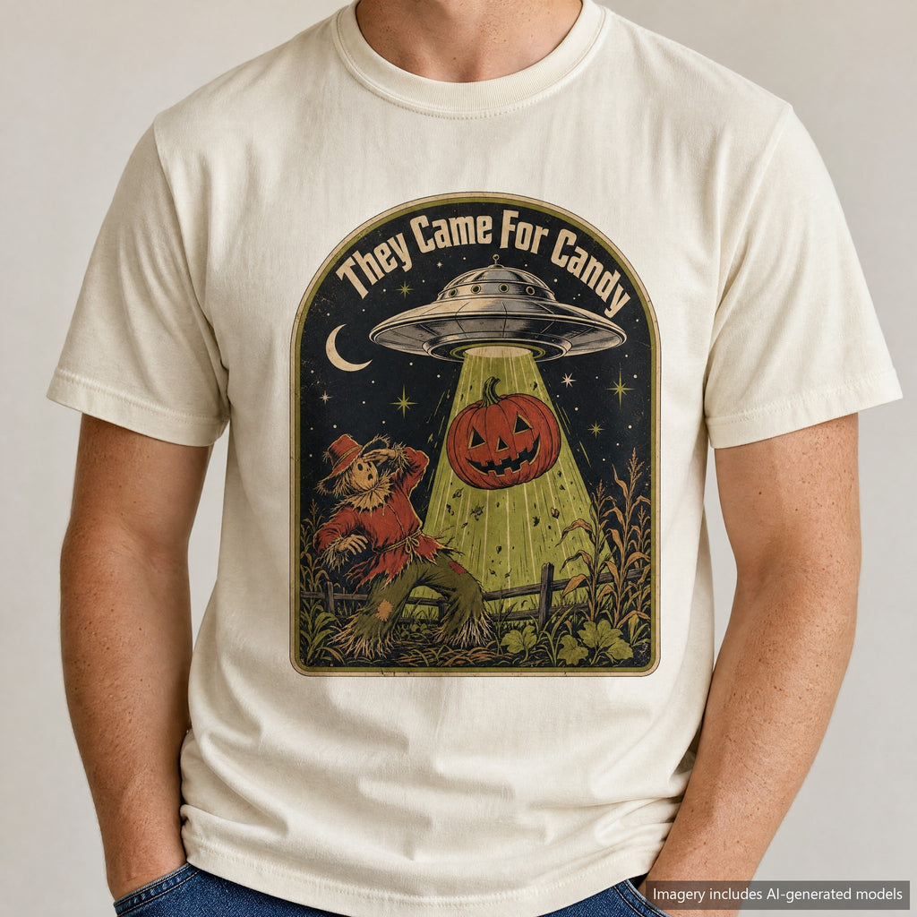 Halloween Film Parody T-shirt, laid flat
