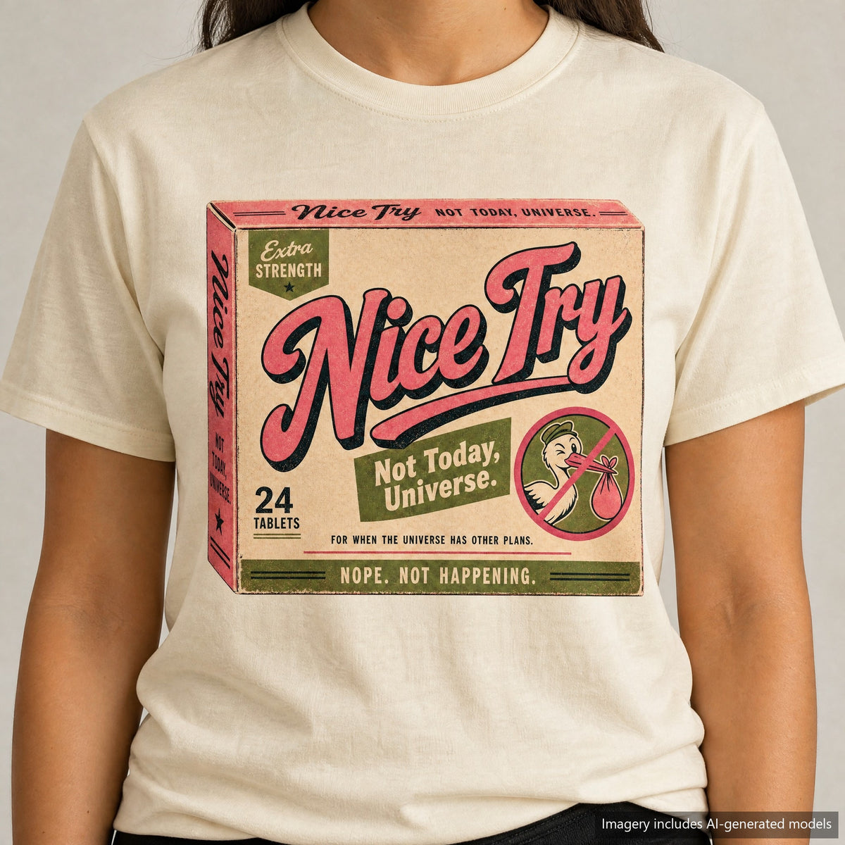 Nice Try Pill Box T-shirt, laid flat