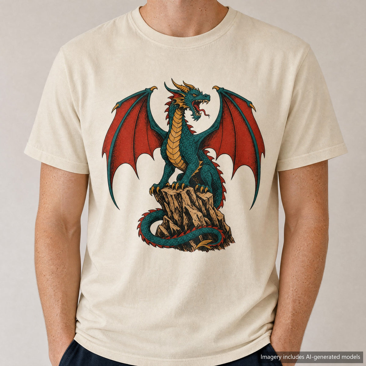 Dragon T-shirt, laid flat