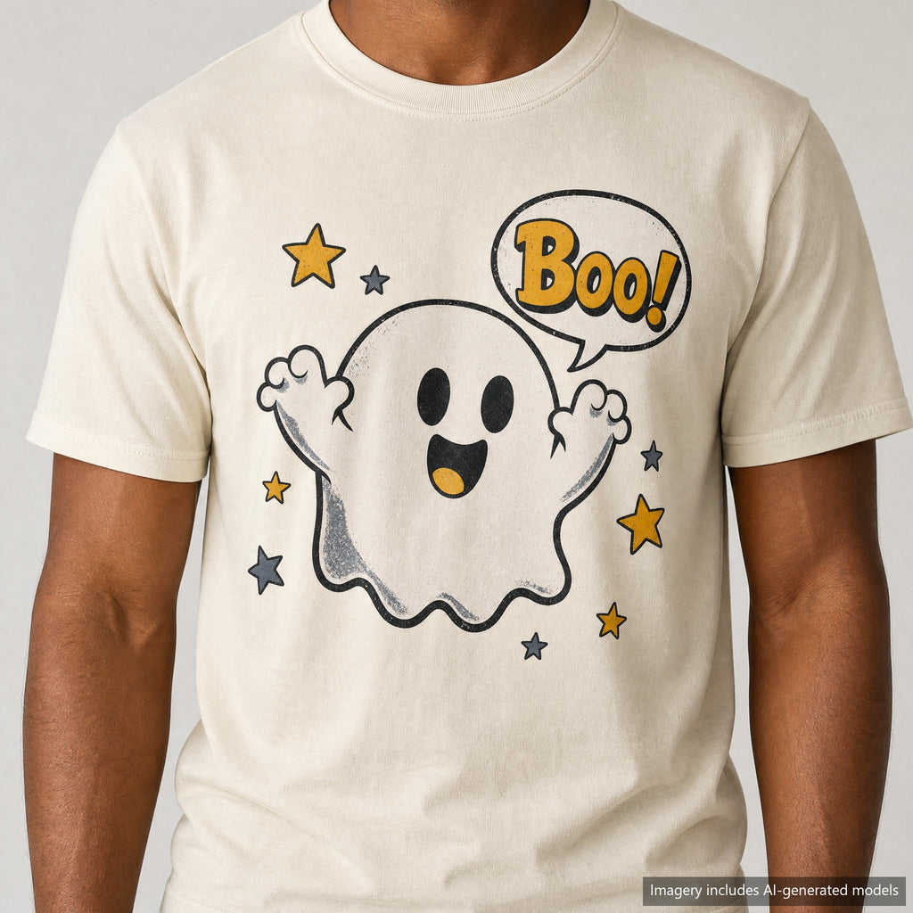 Boo Ghost T-shirt, laid flat