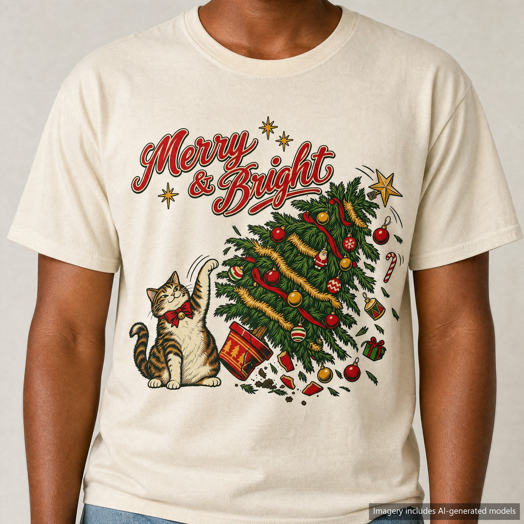 Merry And Bright T-shirt, laid flat
