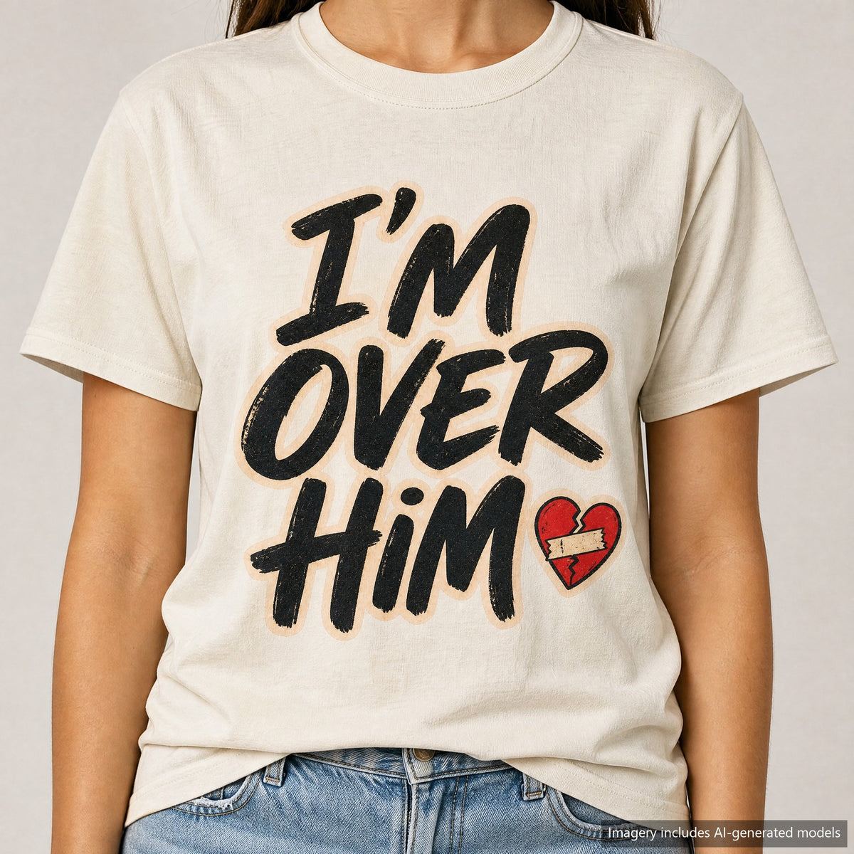 I'm Over Him T-shirt, laid flat