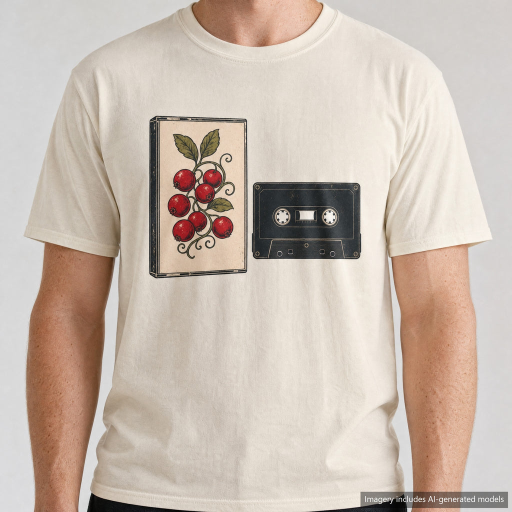 Berry Vine Cassette T-shirt, laid flat