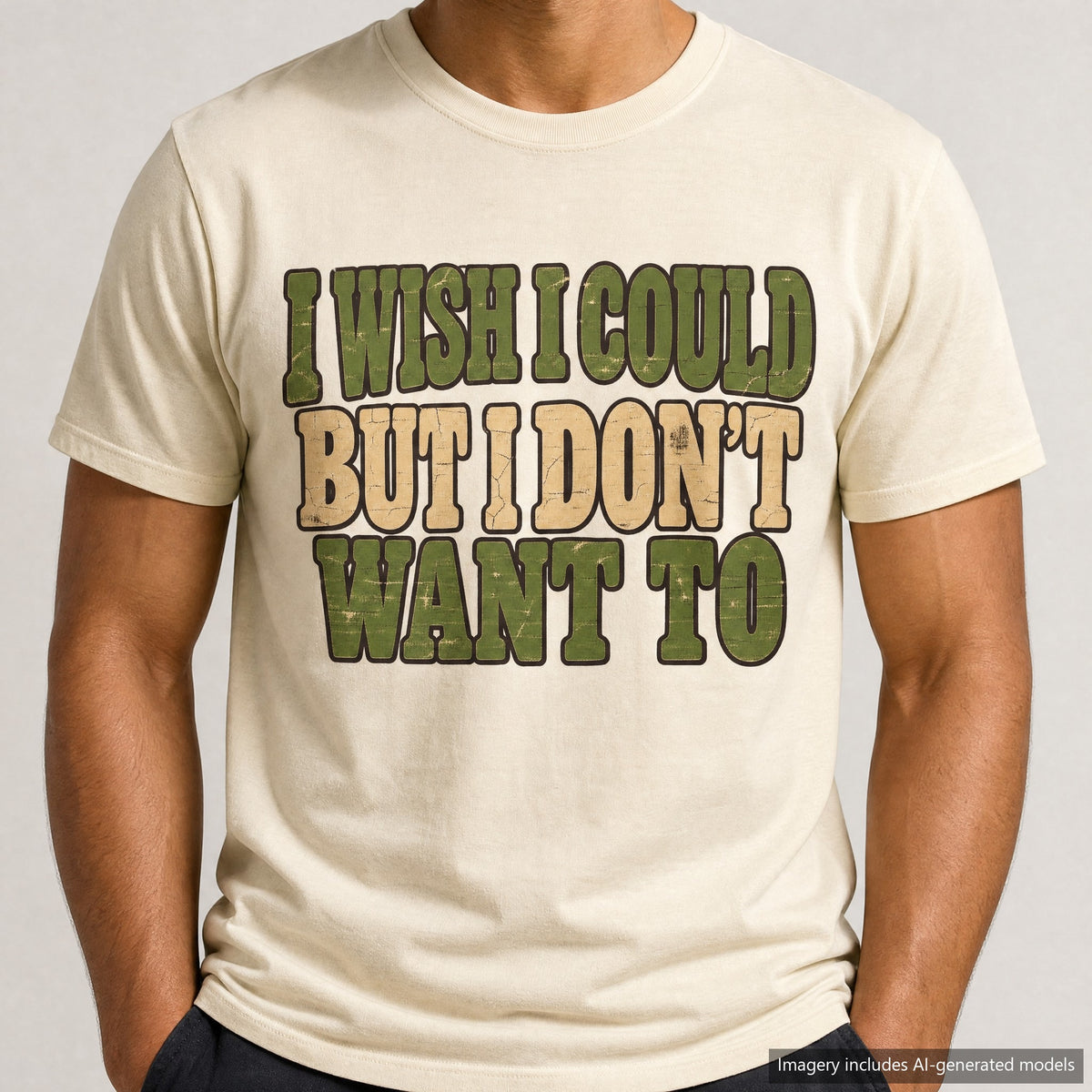 I Wish I Could T-shirt, laid flat