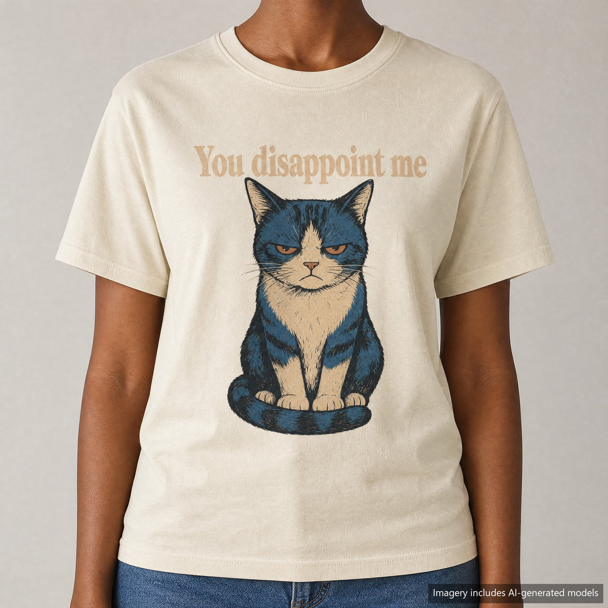 You Disappoint Me Cat T-shirt, laid flat