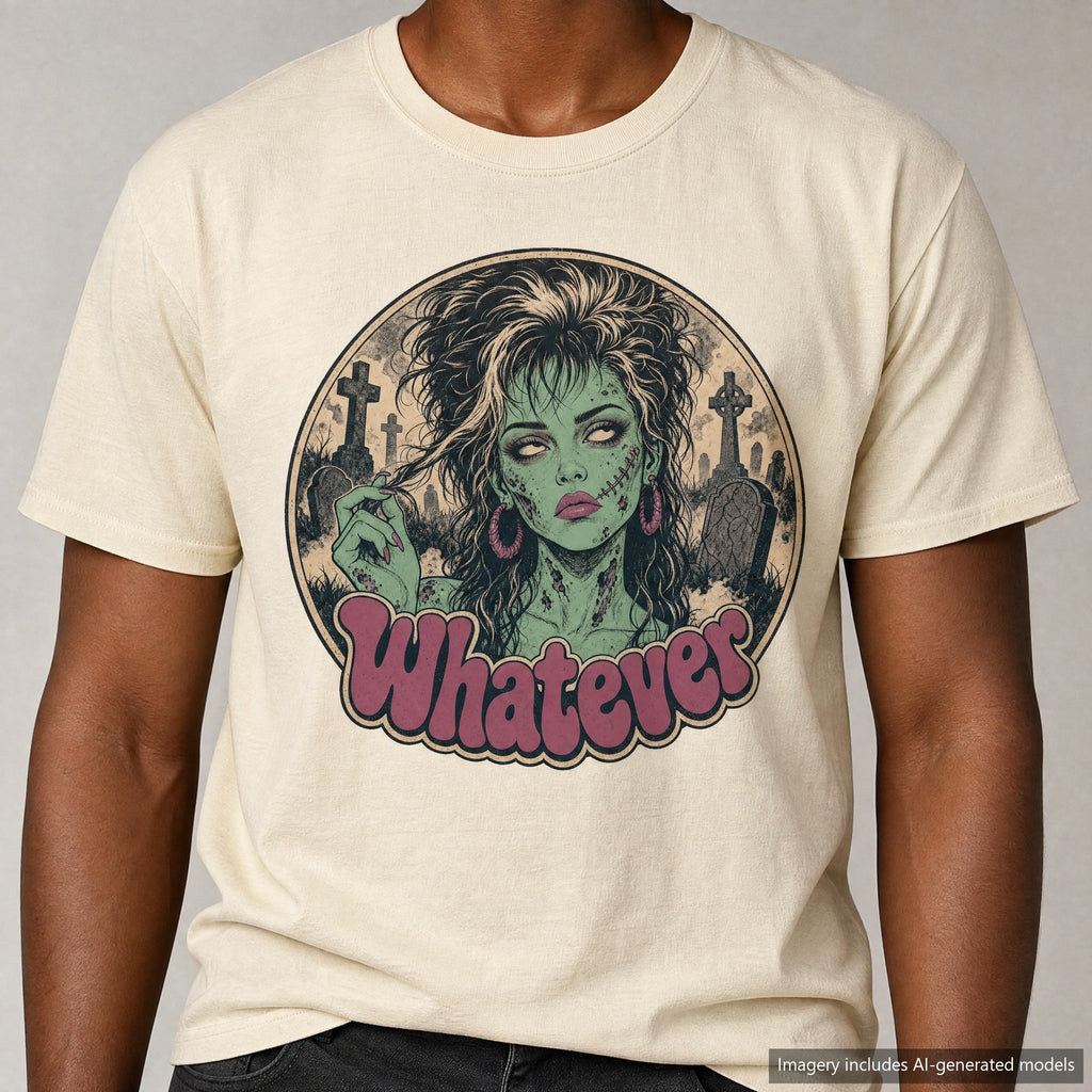 Whatever Zombie Girl T-shirt, laid flat