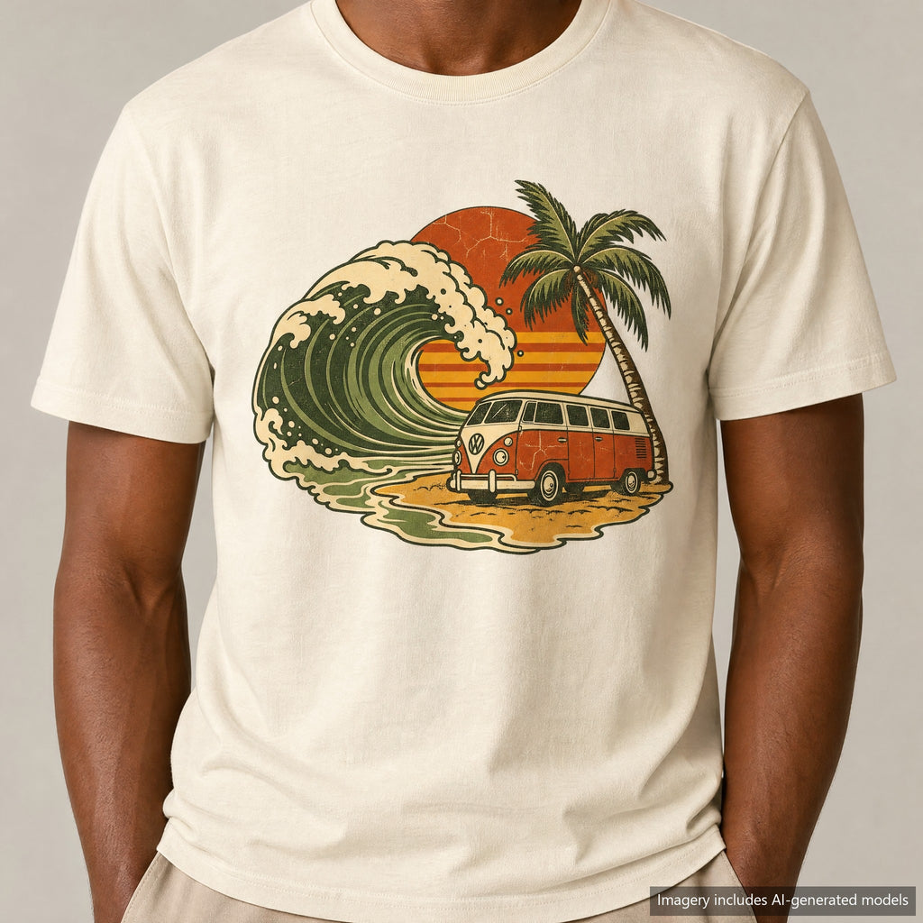 Surf Van Wave T-shirt, laid flat