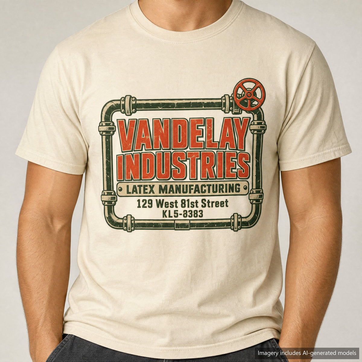 Vandelay Industries T-shirt, laid flat