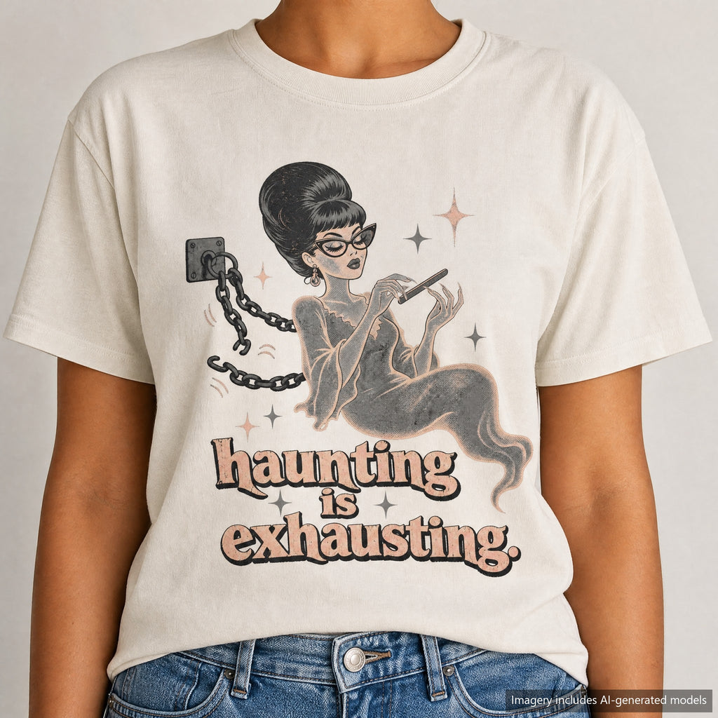 Sarcastic Female Halloween T-shirt, laid flat