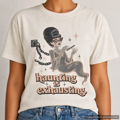 Sarcastic Female Halloween T-shirt, laid flat