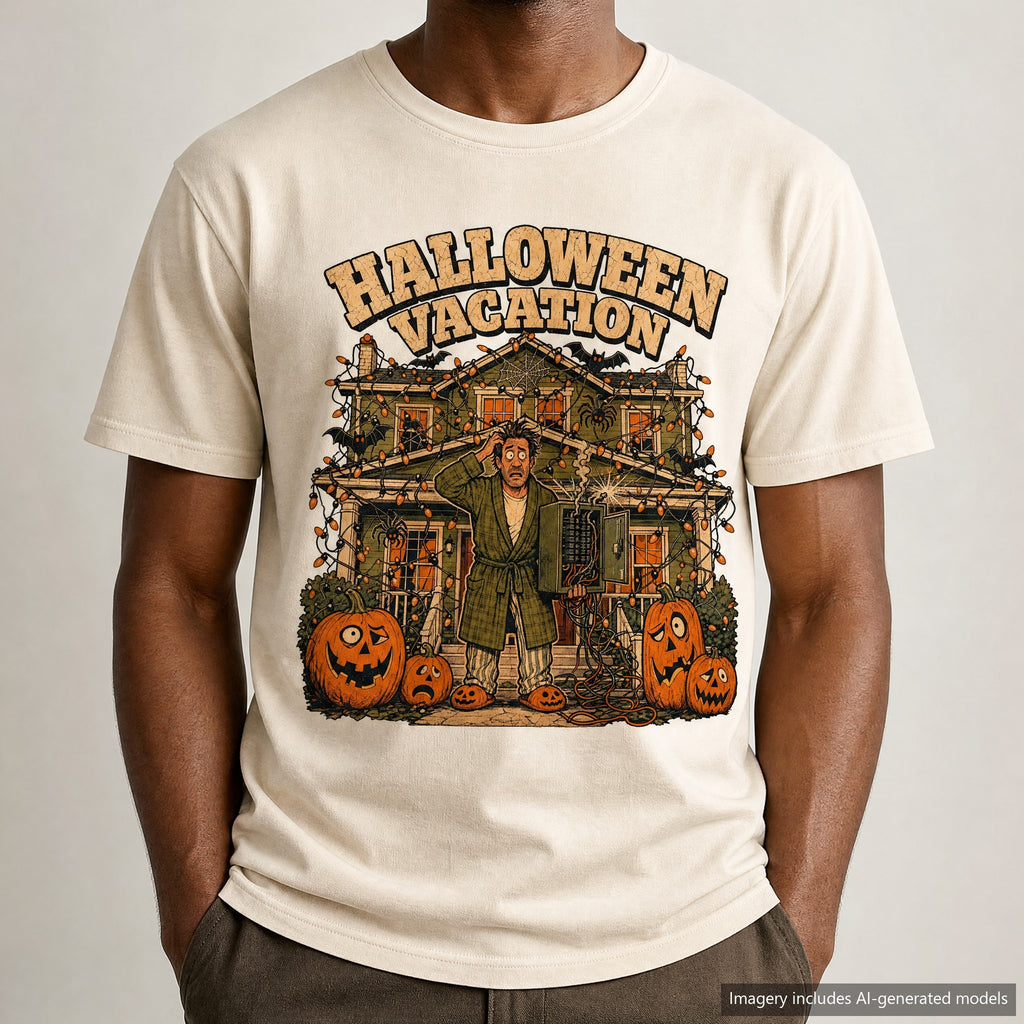 Halloween Movie Parody T-shirt, laid flat