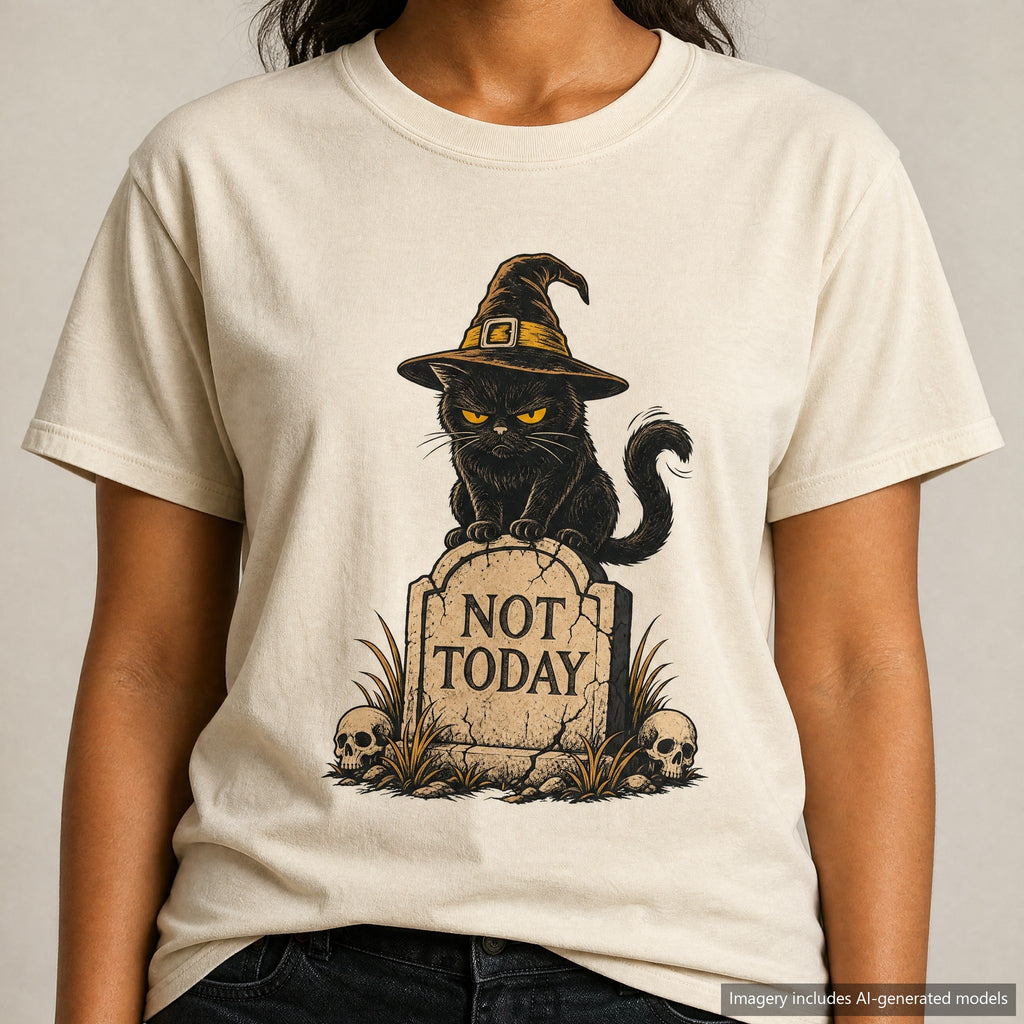 Halloween Cat T-shirt, laid flat