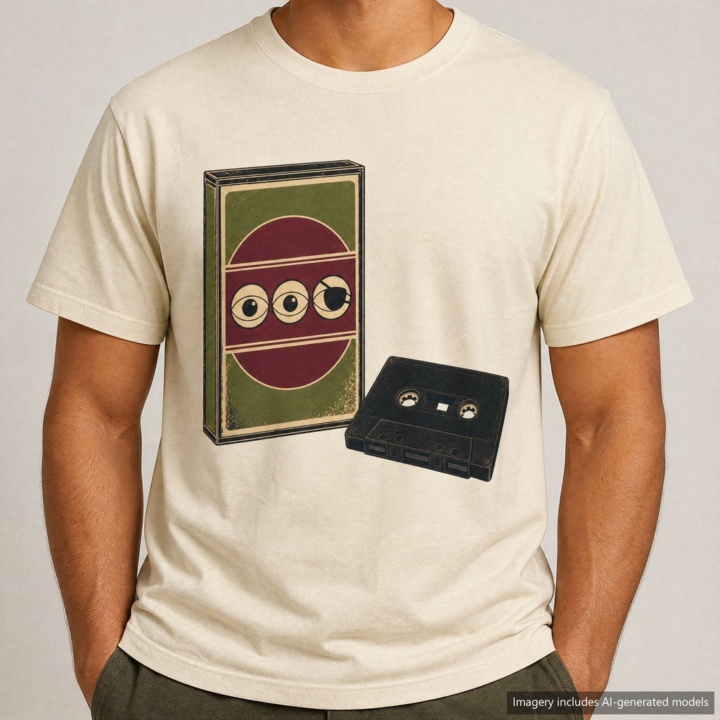 Cassette Tape Pun T-shirt, laid flat