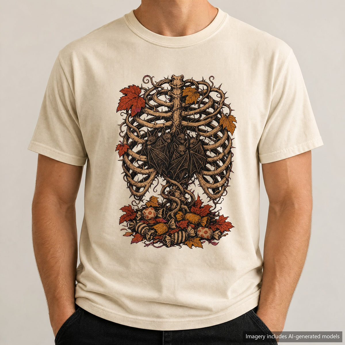 Vine Ribcage T-shirt, laid flat