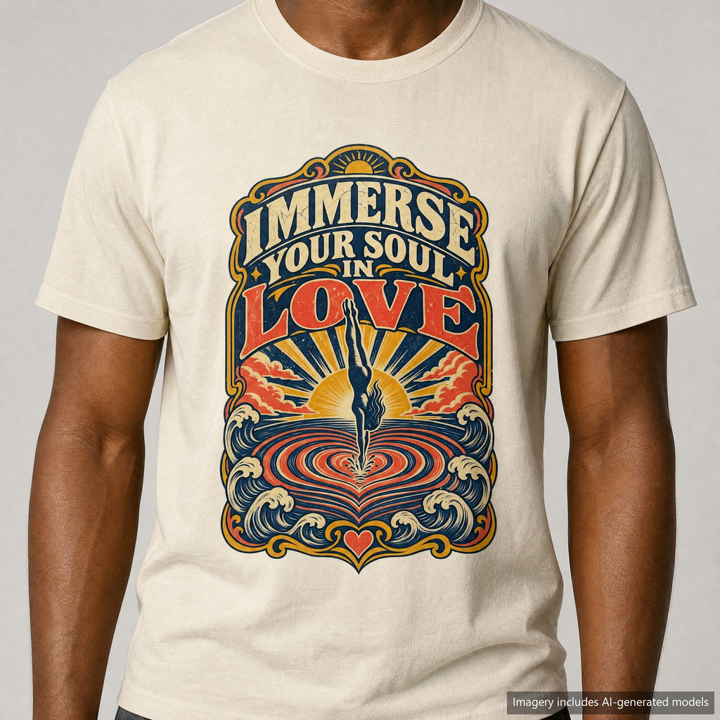 Immerse Your Soul In Love Diver Heart T-shirt, laid flat