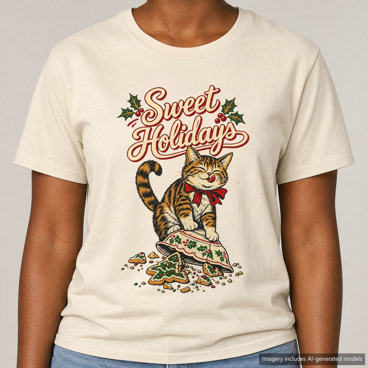 Sweet Holidays T-shirt, laid flat
