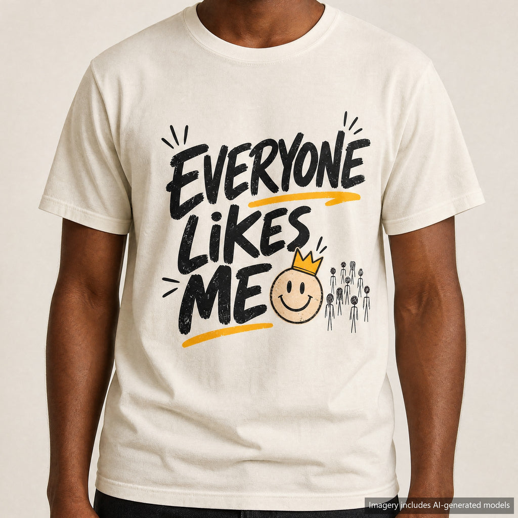 Everyone Likes Me T-shirt, laid flat