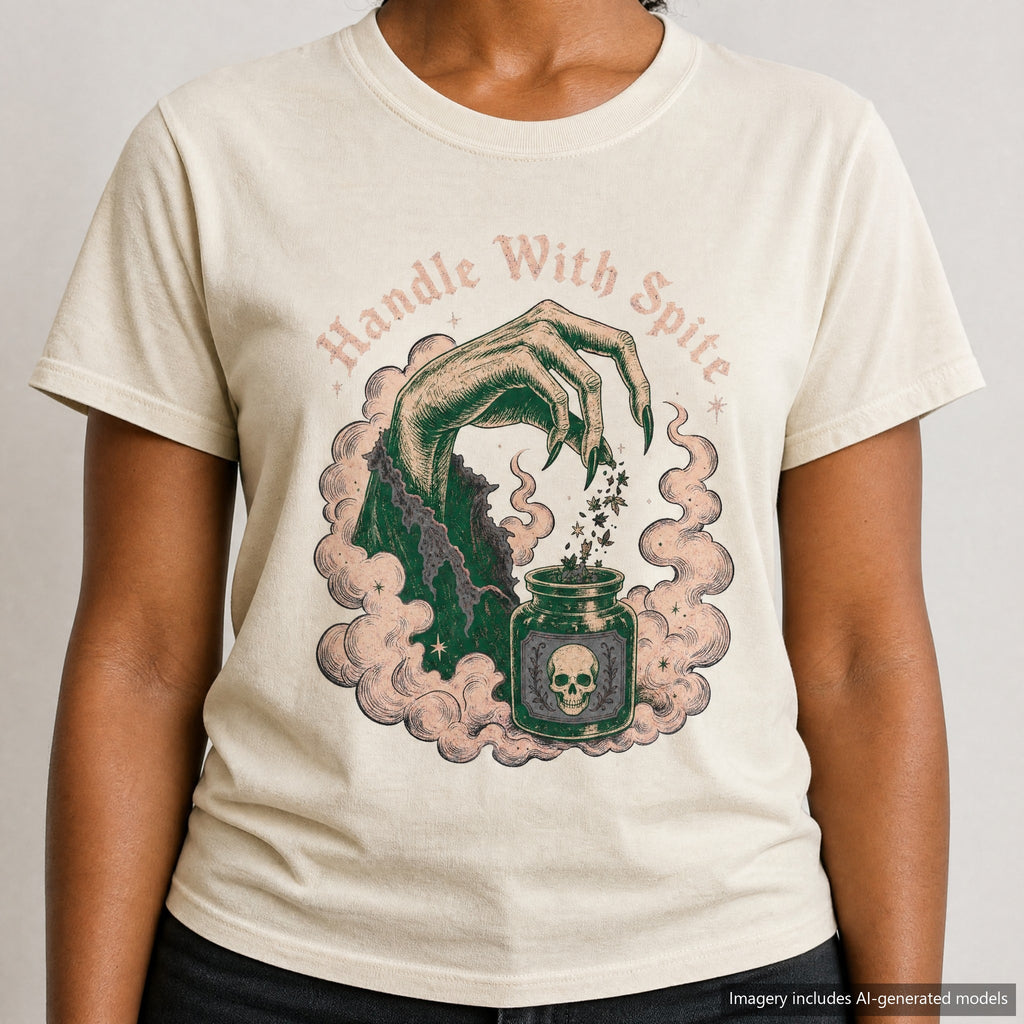 Handle With Spite T-shirt, laid flat