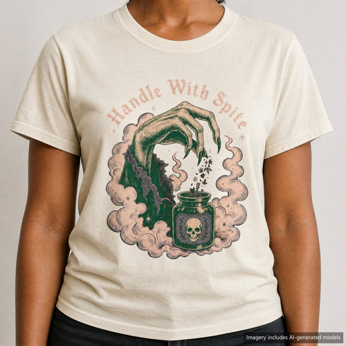 Handle With Spite T-shirt, laid flat