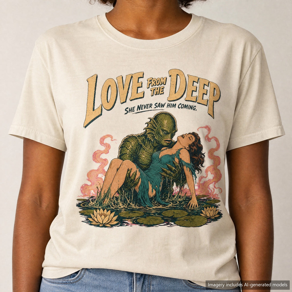 Love From The Deep T-shirt, laid flat
