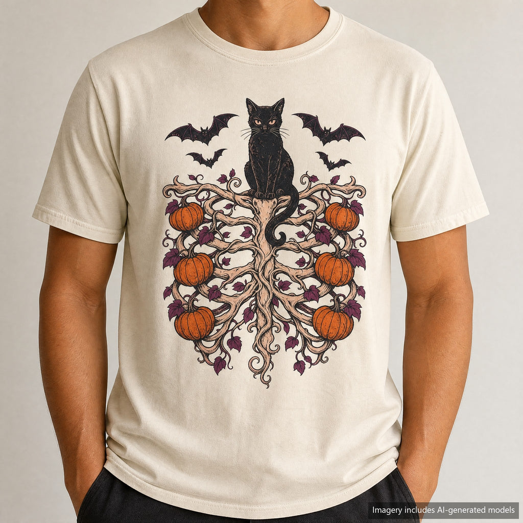 Vine Skeleton Ribcage T-shirt, laid flat